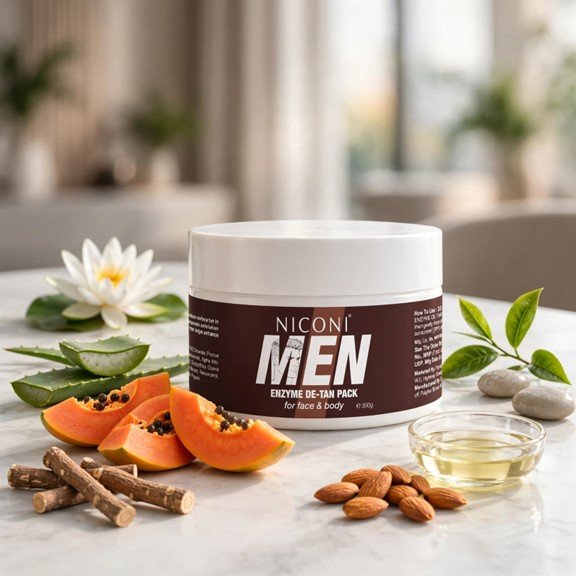 Niconi Men Enzyme De-Tan Pack For Face & Body (300g)