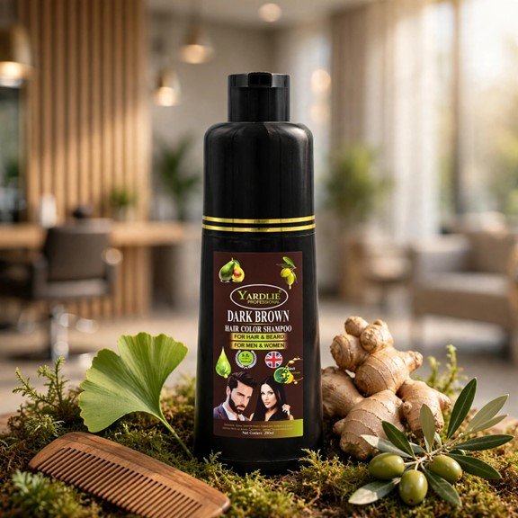 Yardlie Hair Color Shampoo – Uk-based | Dark Brown & Natural Black | 5-in-1 Color Care | 200 - 400Ml